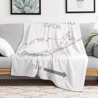 Long Island Map Machine-washable Throw Blanket