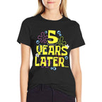 FIVE 5 YEARS LATER 5 Year Old Birthday Gifts for Girls Boy  Oversized Silhouette T-Shirt