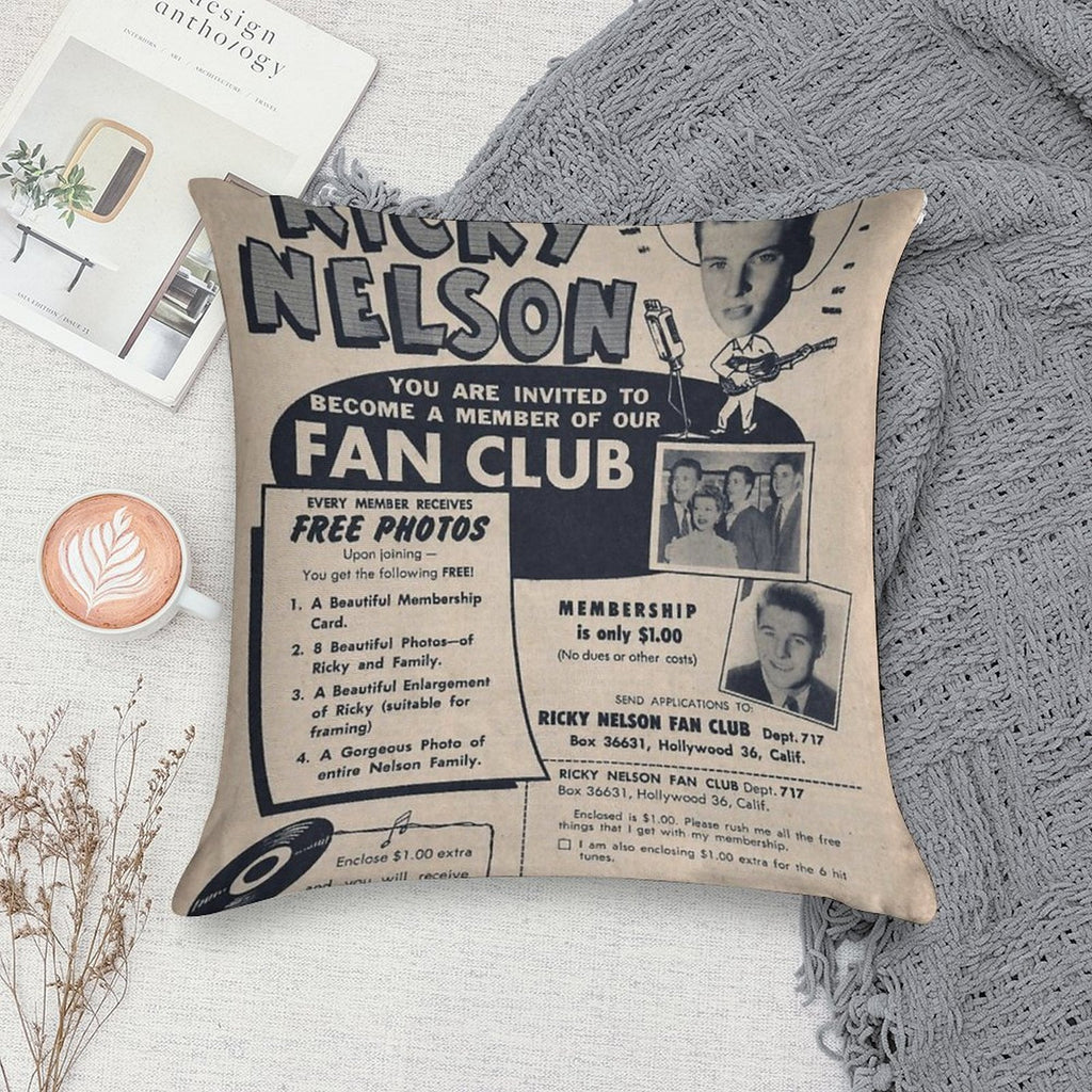 Ricky Nelson Fan Club Soft High-Density Material Throw Pillow