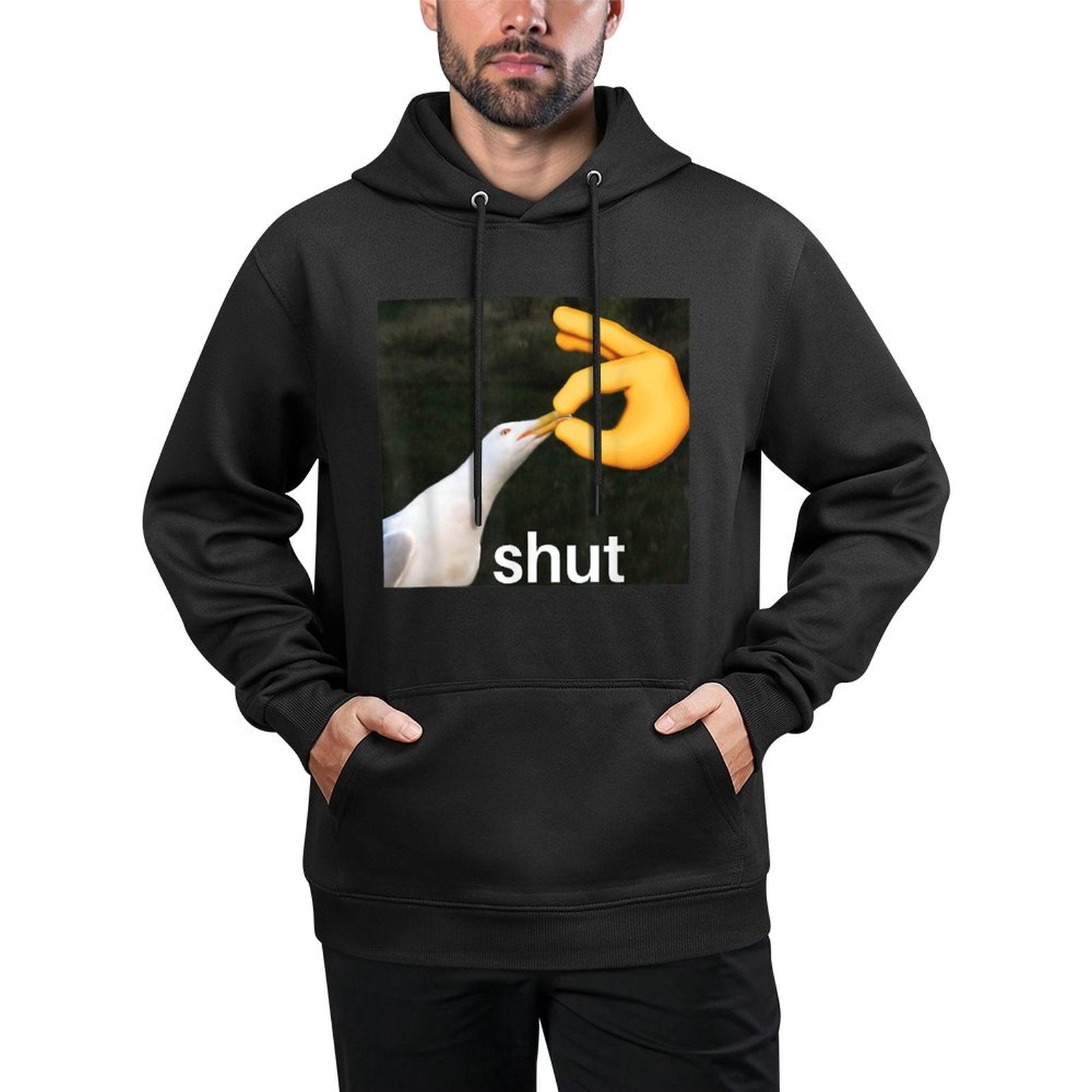 Shut Seagull Meme Bird Shut Meme Breathable Fabric Hoodie