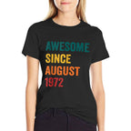 50 Years Old Legend Since August 1972 Vintage 50th Birthday  Rolled Sleeves T-Shirt