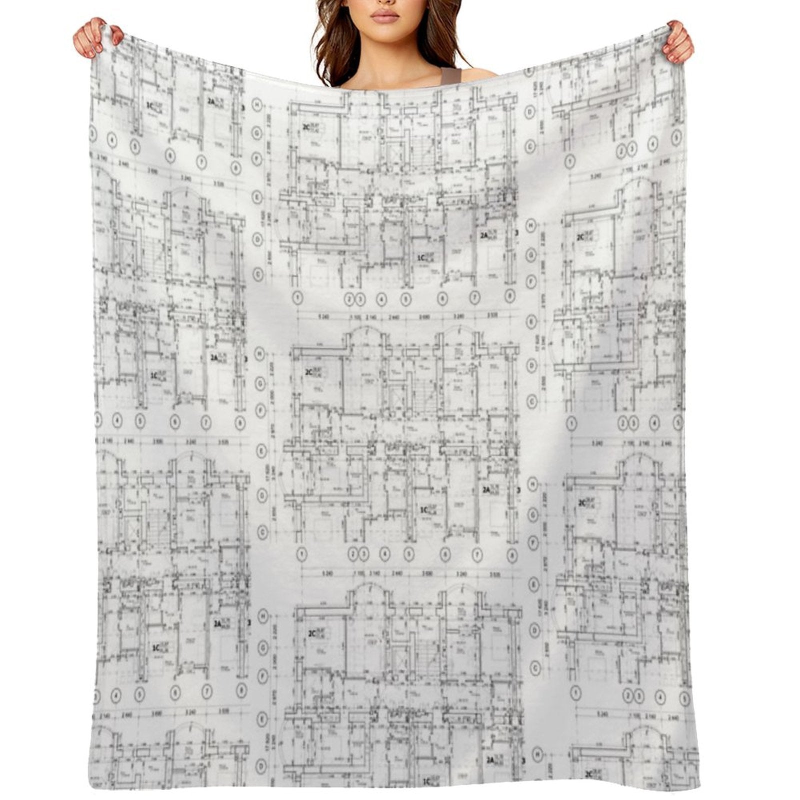 Detailed Architectural Floor Plan, Apartment Layout, Blueprint. Lightweight Throw Blanket