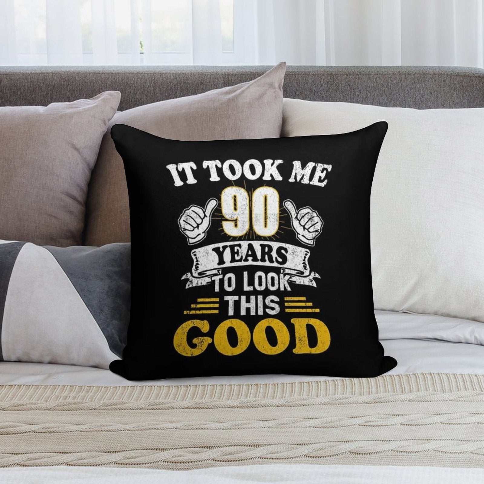 90th Birthday Gift -Took Me 90 Years  90 Year Old Gift Soft Bedroom Essential Throw Pillow