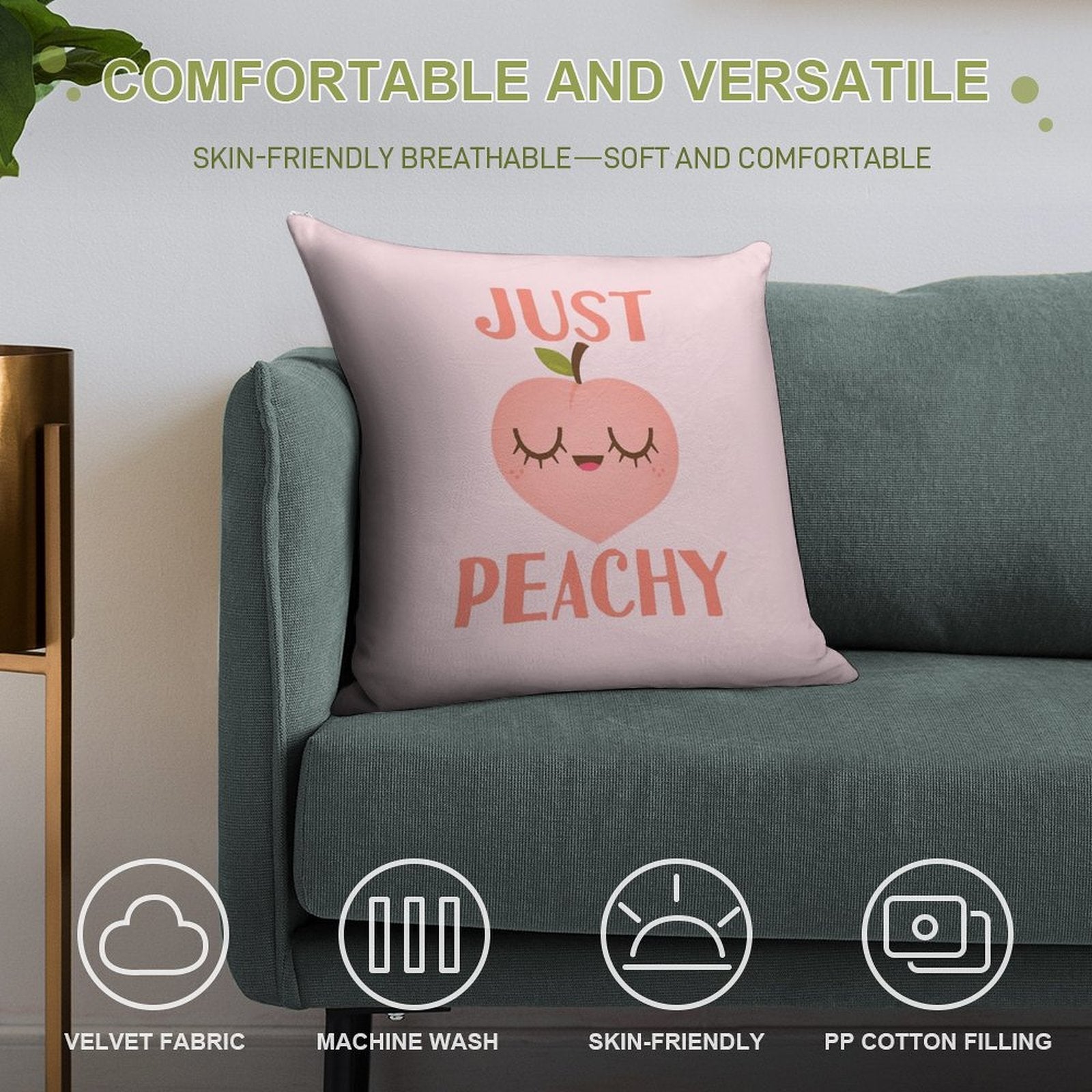 Just Peachy Soft Fade-Resistant Throw Pillow