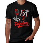 51 And Fabulous Queen Happy 51st Birthday Rose Red Wine  Slim-fit Cut T-Shirt
