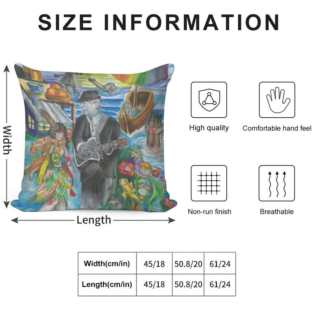 Leonard Cohen's 'Suzanne' Soft Short Plush Fabric Throw Pillow