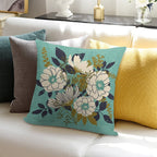 Floral Bouquet ~ on Turquoise Soft Multiple Sizes Throw Pillow
