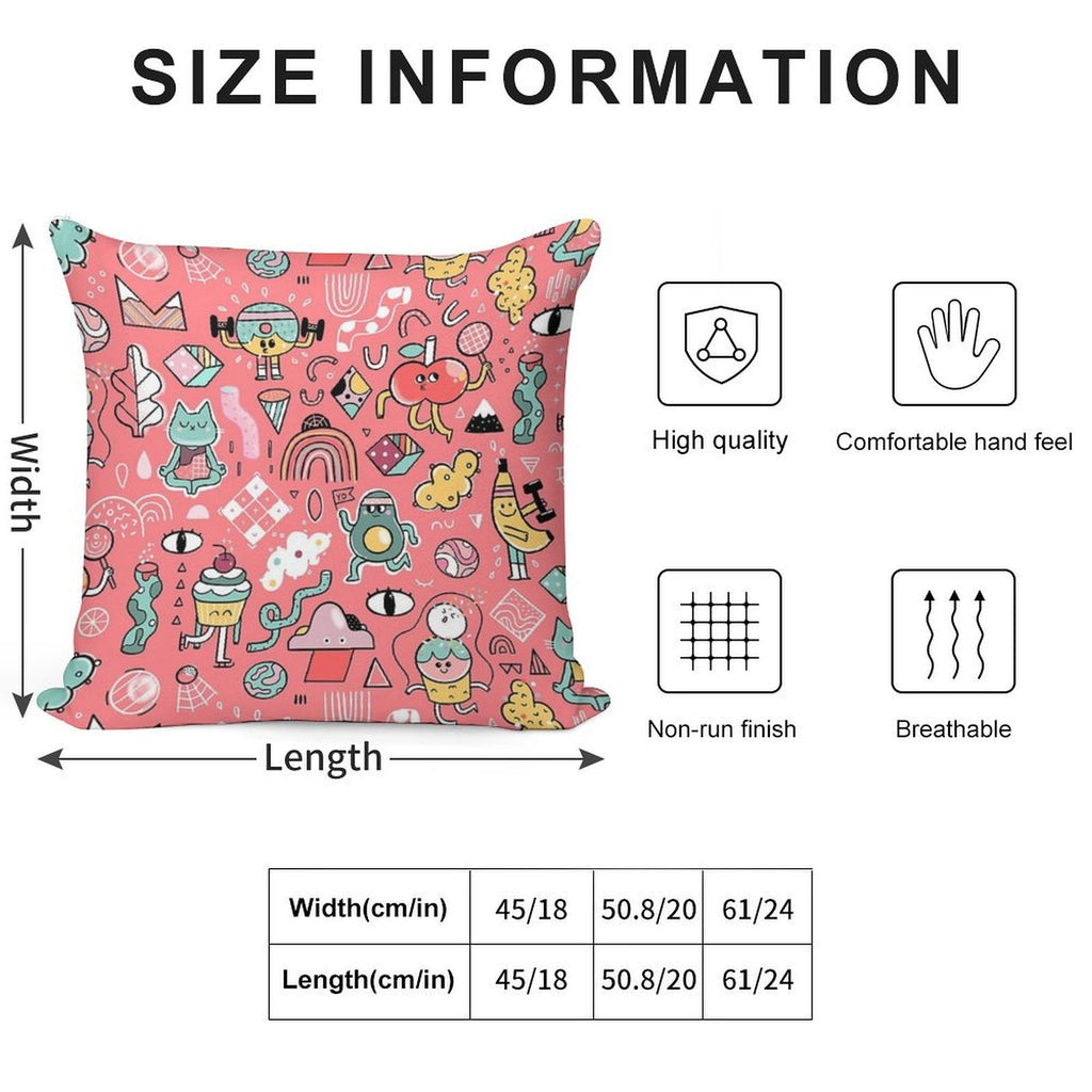 Funny Crazy Avocado, Banana, Ice Cream, Apple, Cat, Cupcake. Fitness Food. Soft Style Accent Throw Pillow