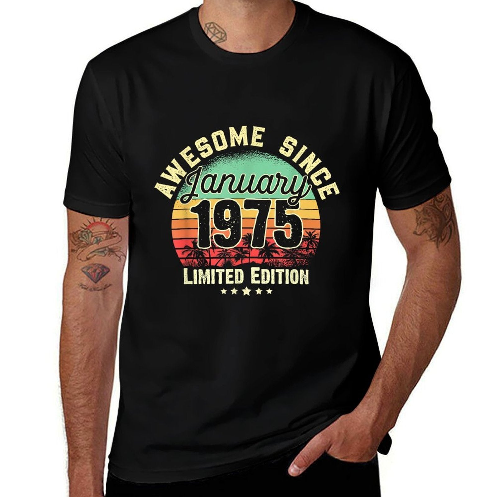 50 Years Old Awesome Since January 1975 50th Birthday Gifts  Slim-fit Cut T-Shirt