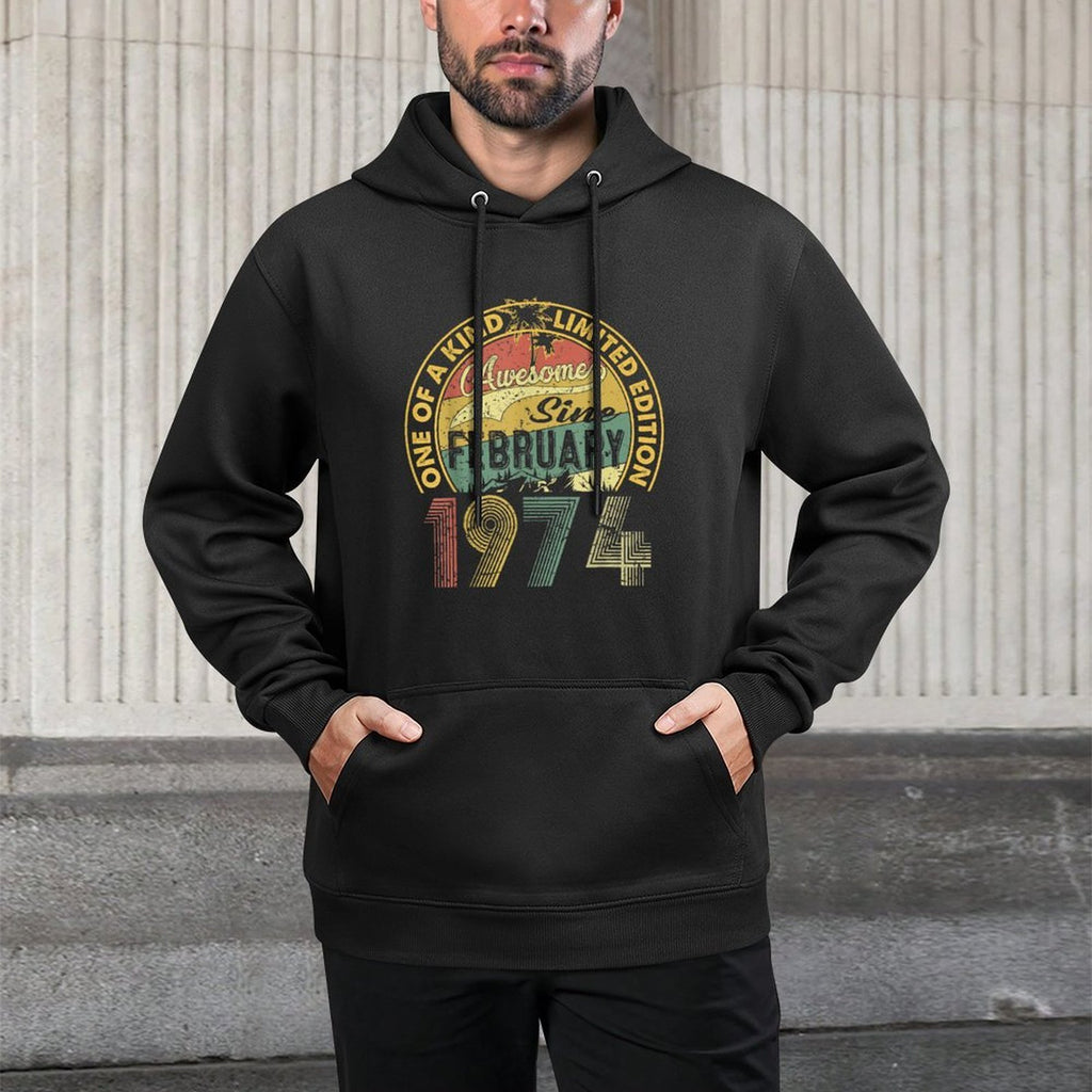 Funny 50 Years Old February 1974 Vintage 50th Birthday Kangaroo Pocket Hoodie