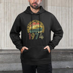 Funny 50 Years Old February 1974 Vintage 50th Birthday Kangaroo Pocket Hoodie
