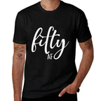 50th Birthday Fifty AF Premium  Ribbed Collar T-Shirt