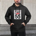 Speed Limit Sign Age 55 Funny 55th Birthday Design Layering Staple Hoodie
