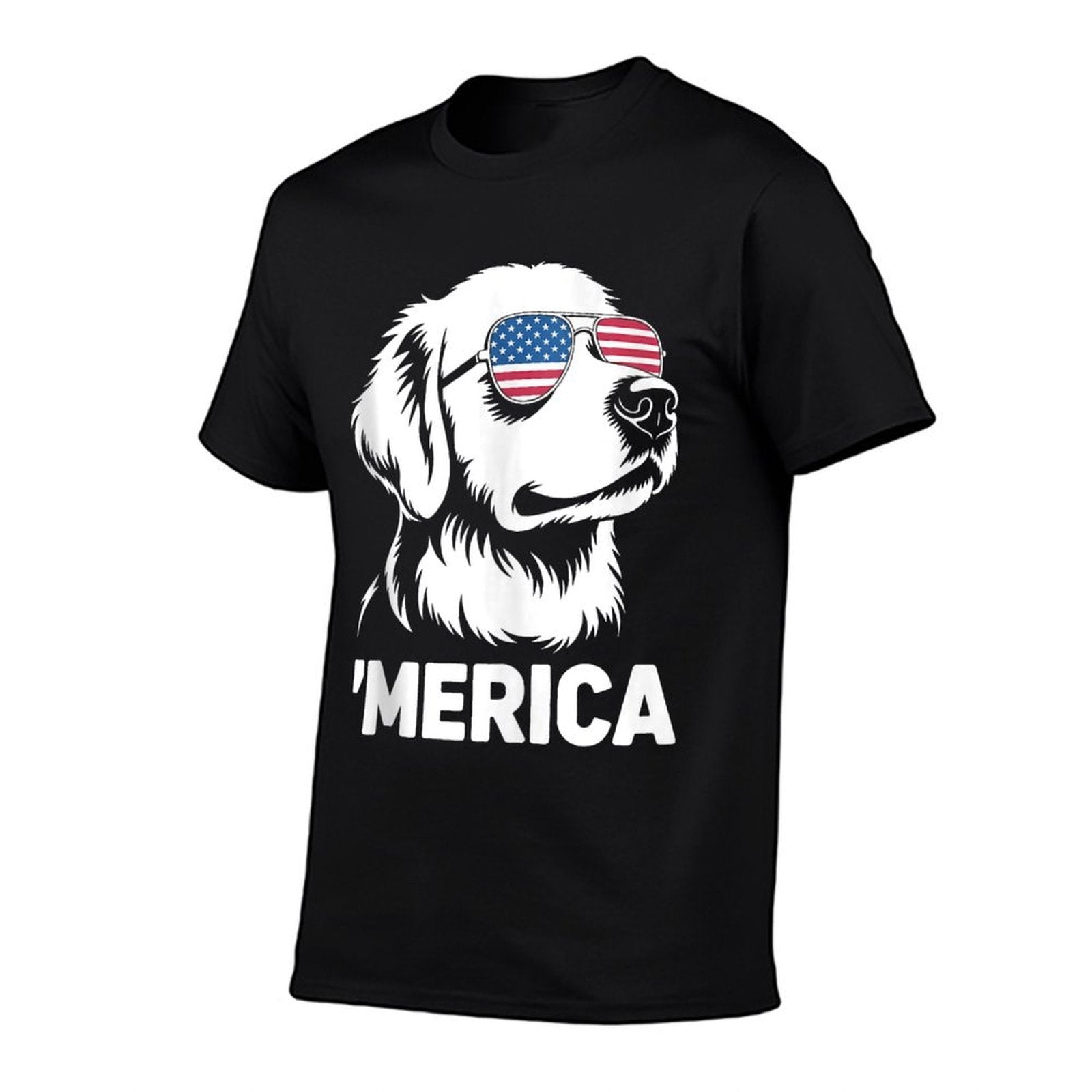 Golden Retriever 4th Of July Merica  Cotton T-Shirt