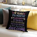 18th Birthday Gift 18 Years Old Being Awesome Soft Warmth Comfort Throw Pillow