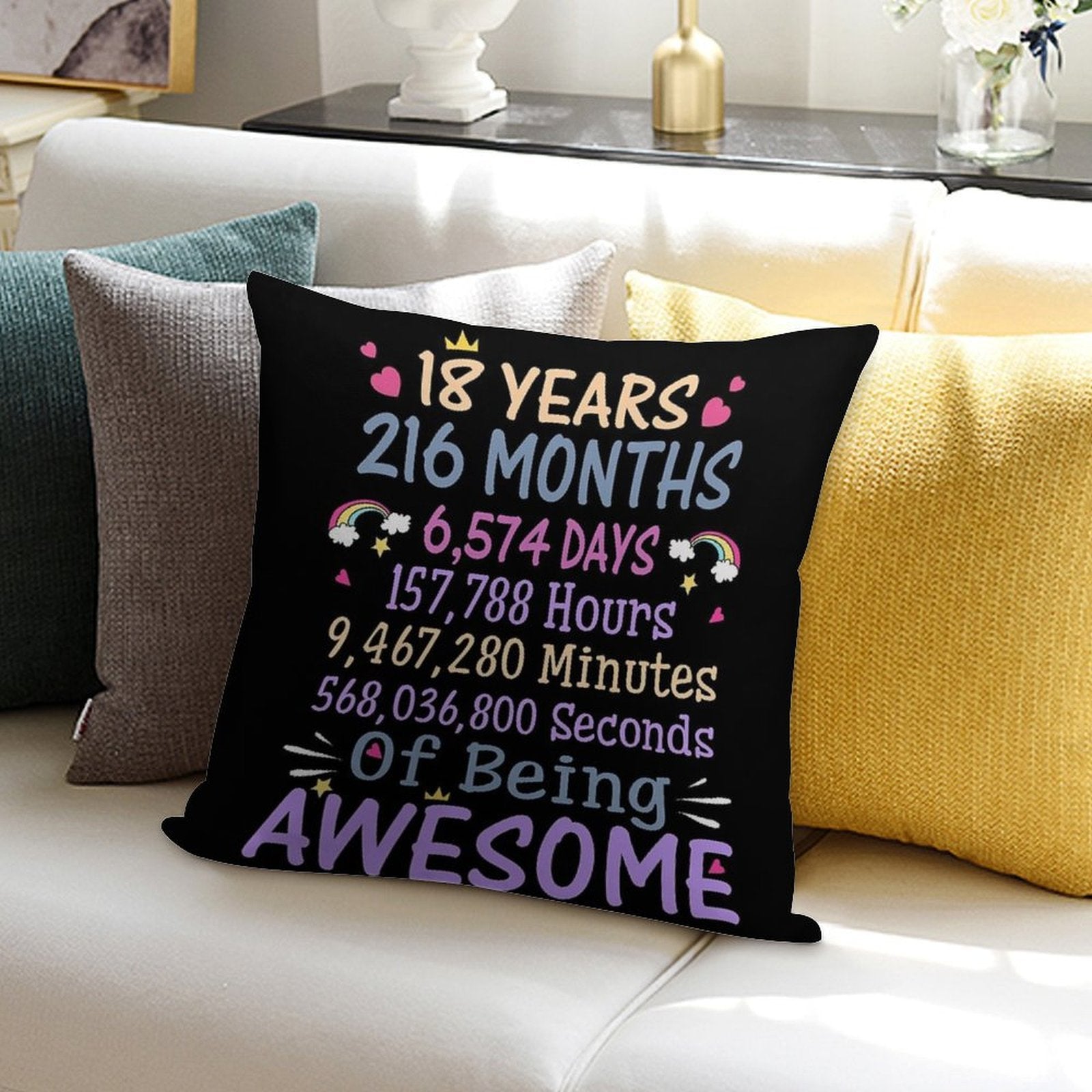 18th Birthday Gift 18 Years Old Being Awesome Soft Warmth Comfort Throw Pillow