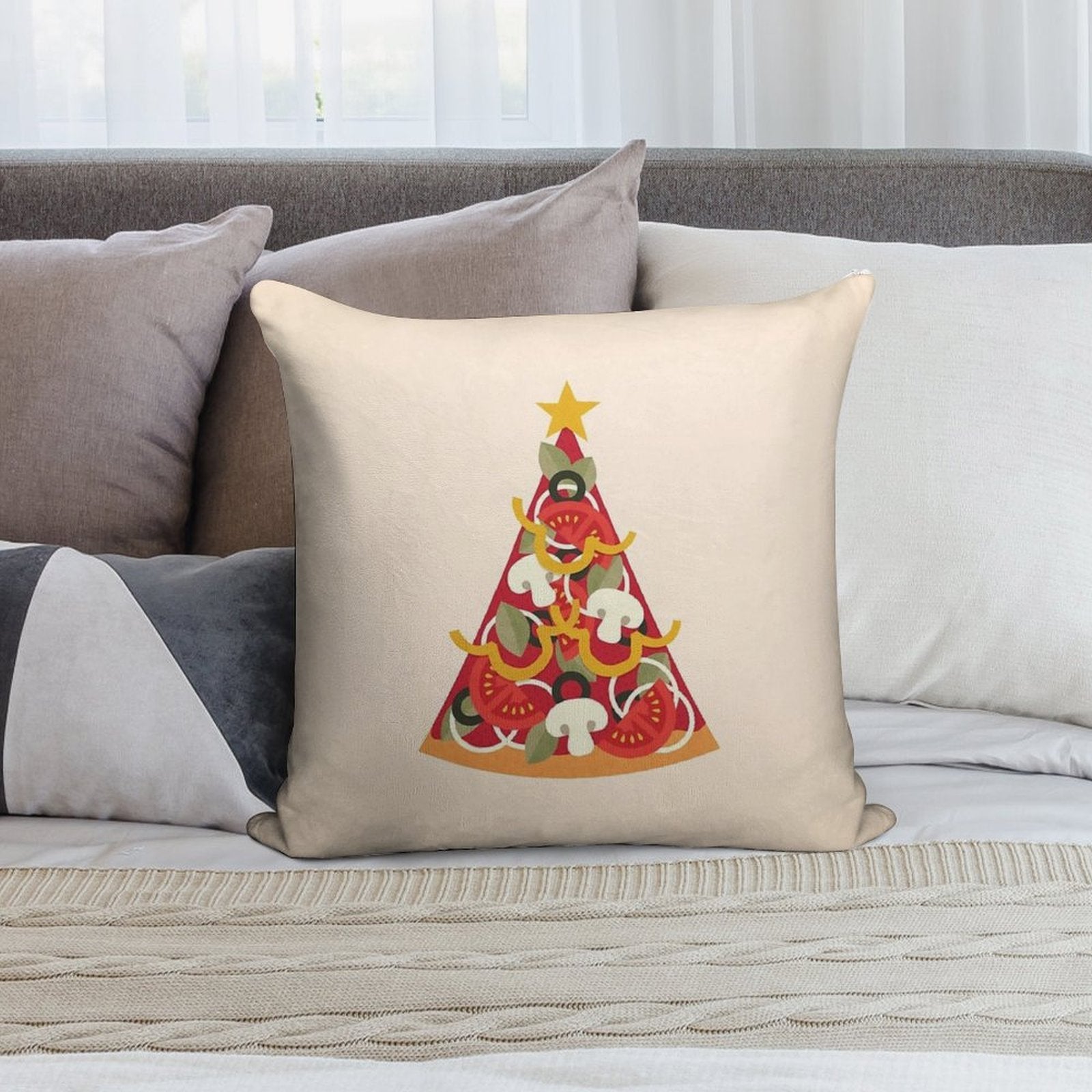 Pizza on Earth - Vegetarian Version Soft Skin-Friendly Throw Pillow
