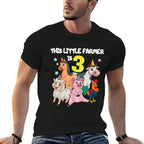 Kids Farm 3 Year Old Birthday Outfit Boy Tractor 3rd Birthday  Eco-friendly Material T-Shirt