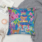 Preppy Cheetah in Chinoiserie Garden in Pink And Cornflower Blue Soft Decorative Cover Throw Pillow