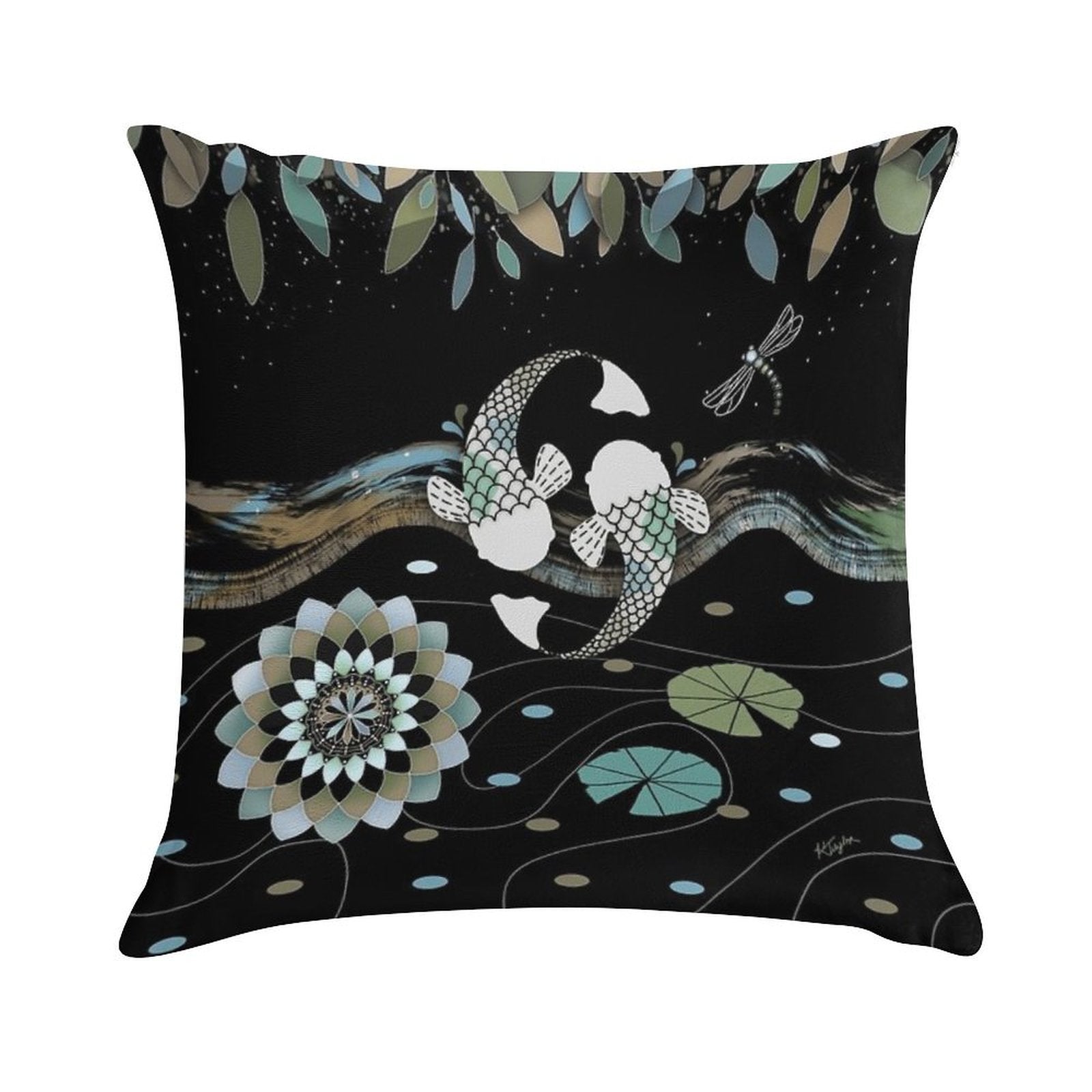 Lucky Koi Mandala Soft Multiple Sizes Throw Pillow