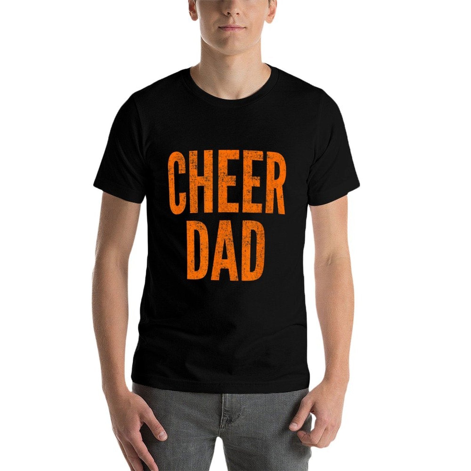 Cheer Dad Orange And Black Cheerleading Matching Parents  Graphic-printed T-Shirt