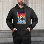 Greenland Grnland Grnland Fans Geschenk Unisex-Adults Black Modern Collarless Crew Neck Kangaroo Pocket Hoodie