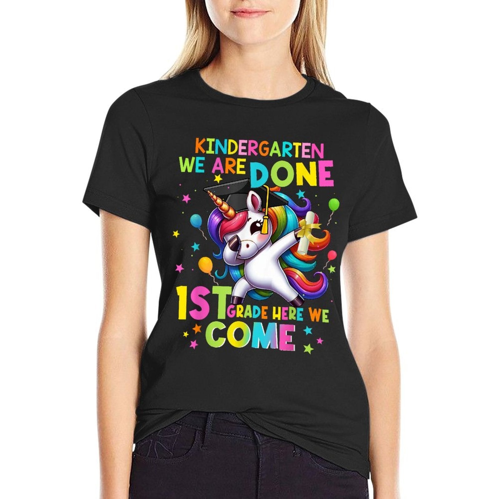 Kindergarten Graduation Cute Unicorn Girls Class Of 2025  Stretchy T-Shirt