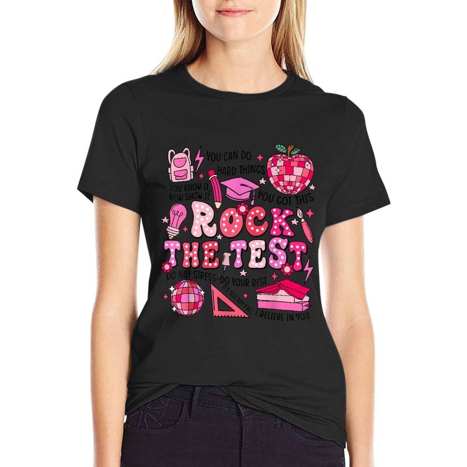 Rock The Test Testing Day Dont Stress Do Your Best Teacher  Trendy Pattern T-Shirt