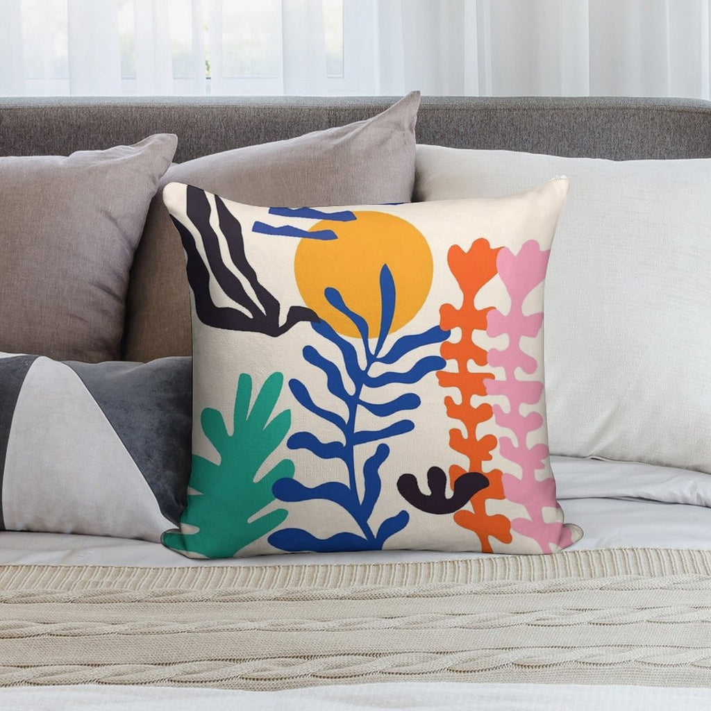 Matisse Bright Boho Botanical Soft Reinforced Edging Throw Pillow