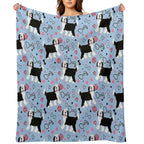 Cute Black And White Sheepadoodle Puppy Machine-washable Throw Blanket