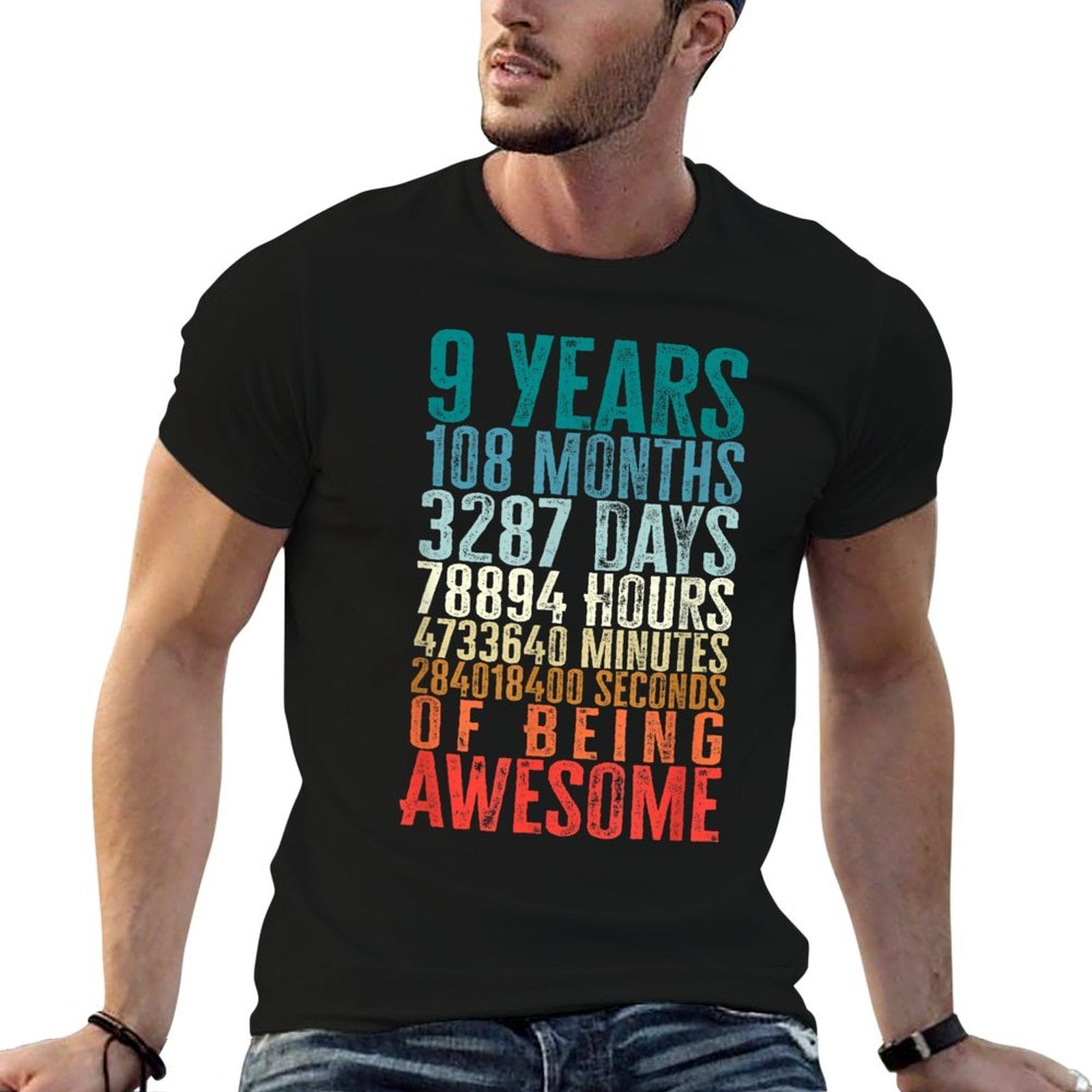 9 Years 108 Months Of Being Awesome Happy 9th Birthday Gifts  Cotton T-Shirt