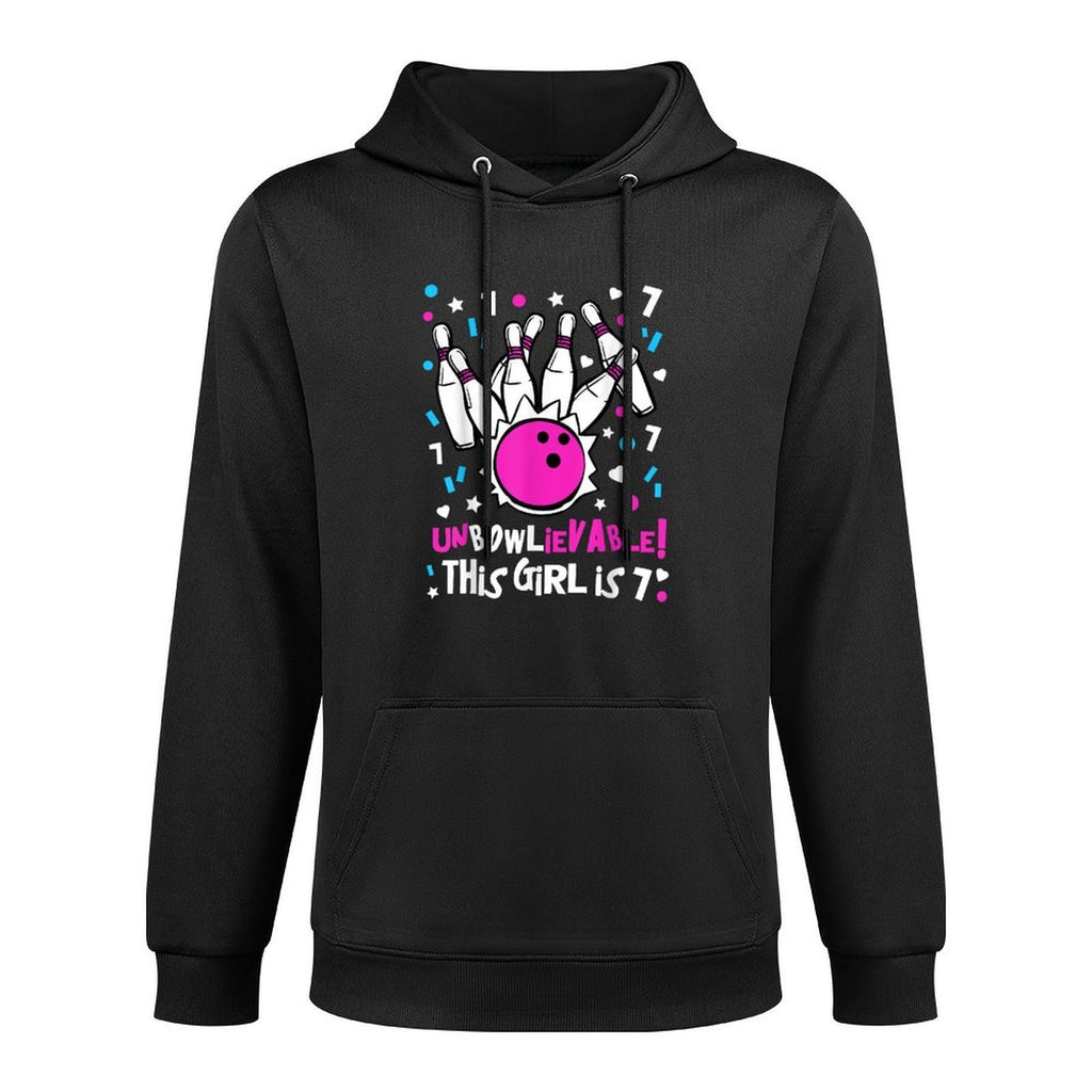 7th Birthday Girls Bowling Party Cute UnBOWLievable Age 7 Shrink-Resistant Hoodie