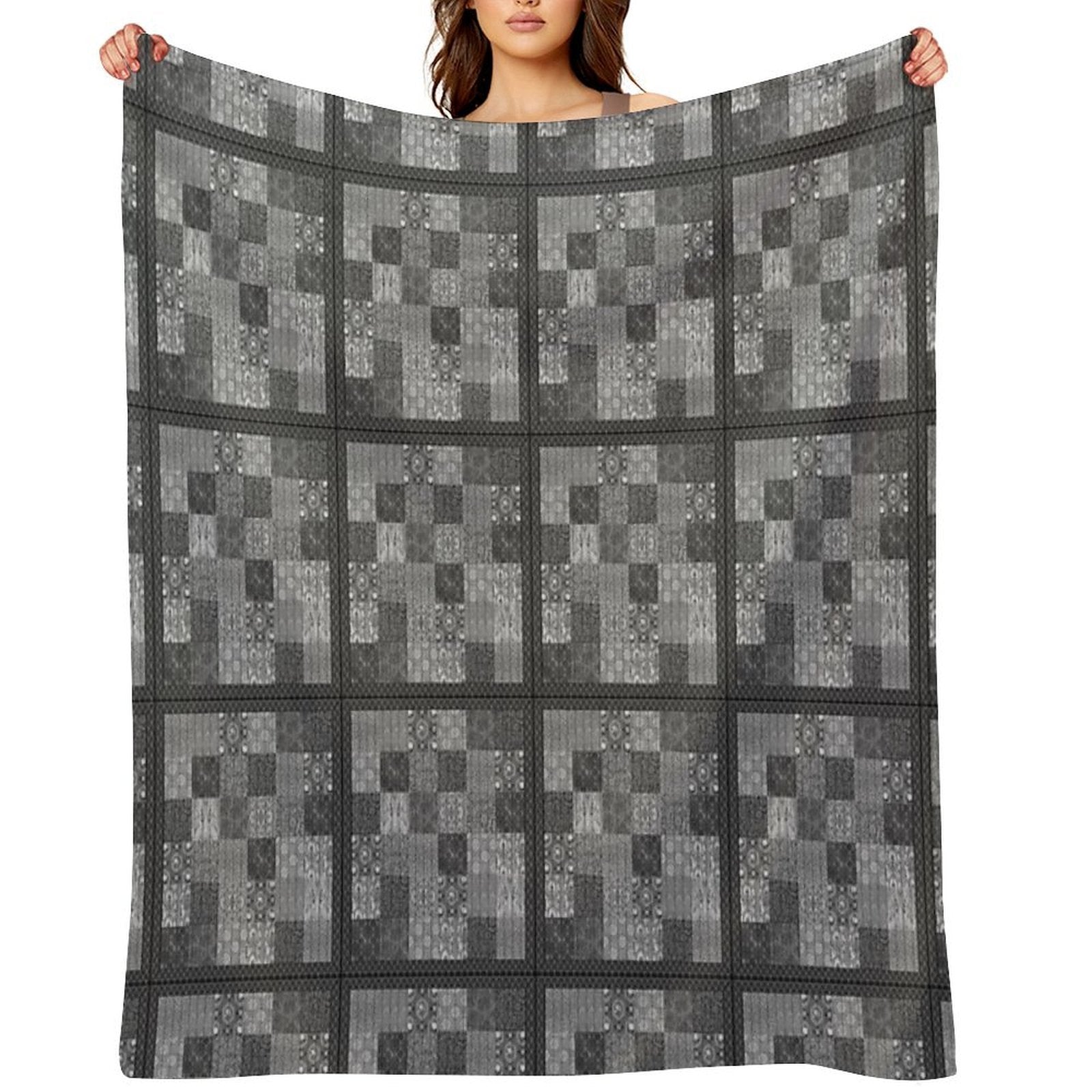 Bohemian Quilt C Plush Throw Blanket