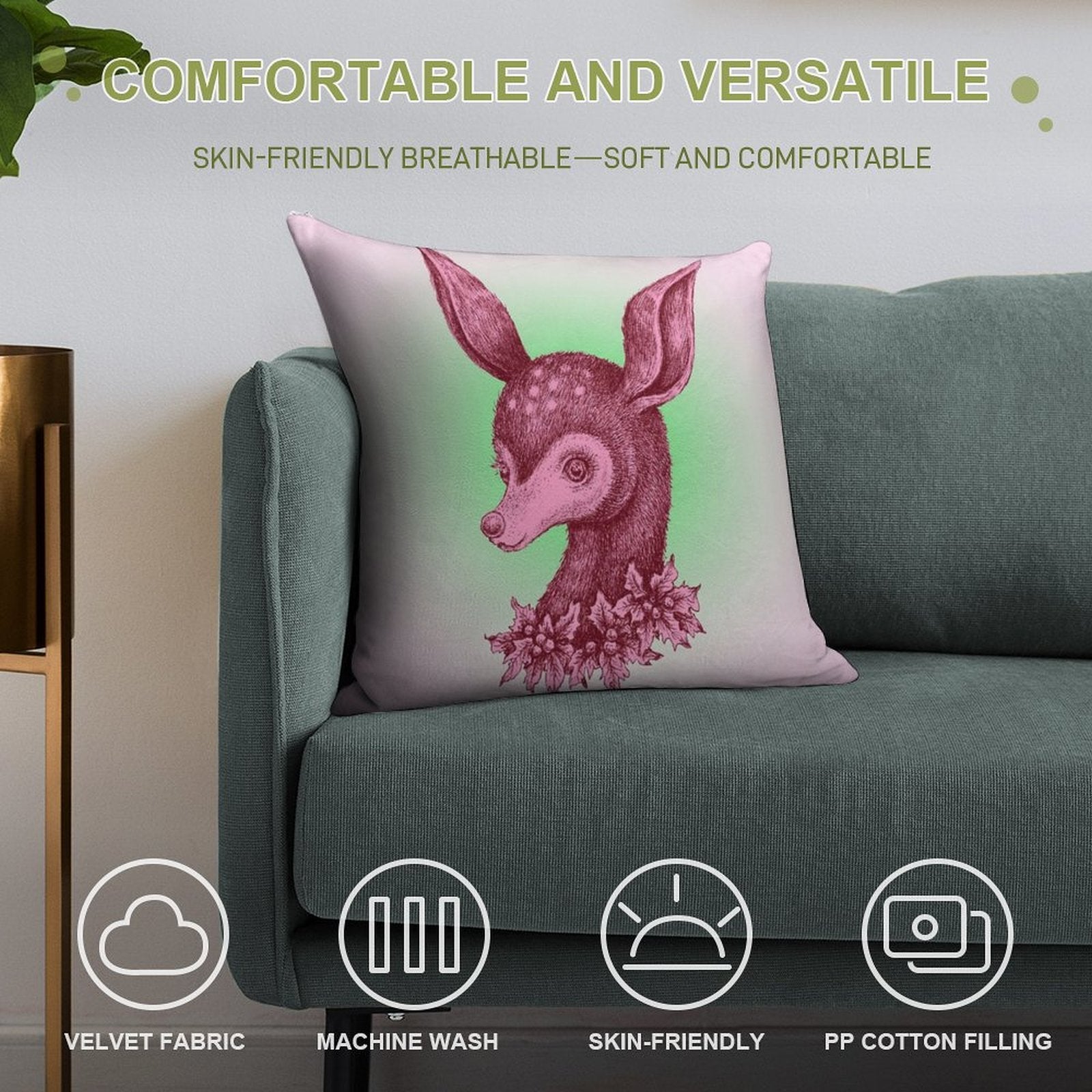 Rudy Soft Short Plush Fabric Throw Pillow