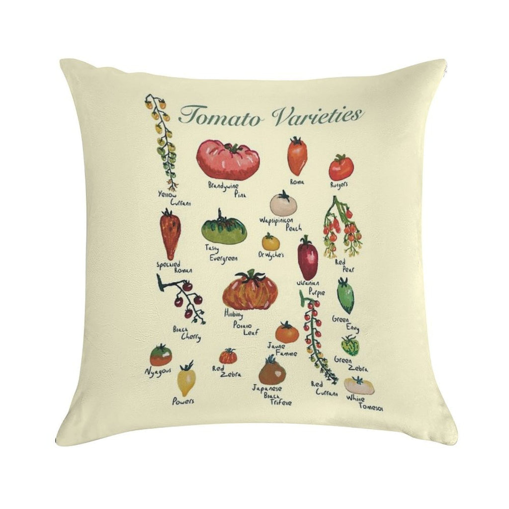 Tomato Varieties Spread Soft Durable Construction Throw Pillow