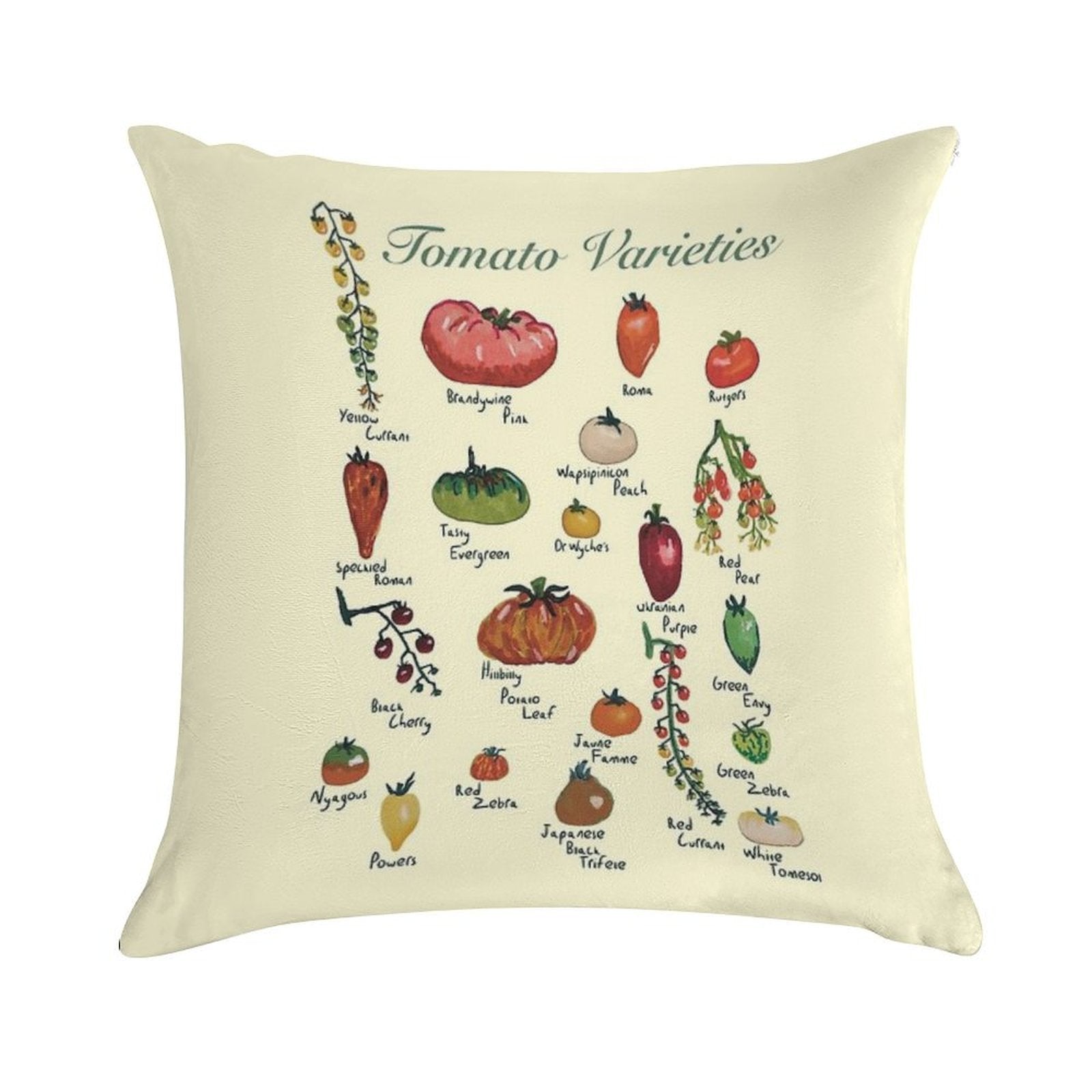 Tomato Varieties Spread Soft Durable Construction Throw Pillow