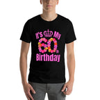 60 Year Old Birthday Flower Birthday Its My 60th Birthday  Ribbed Collar T-Shirt
