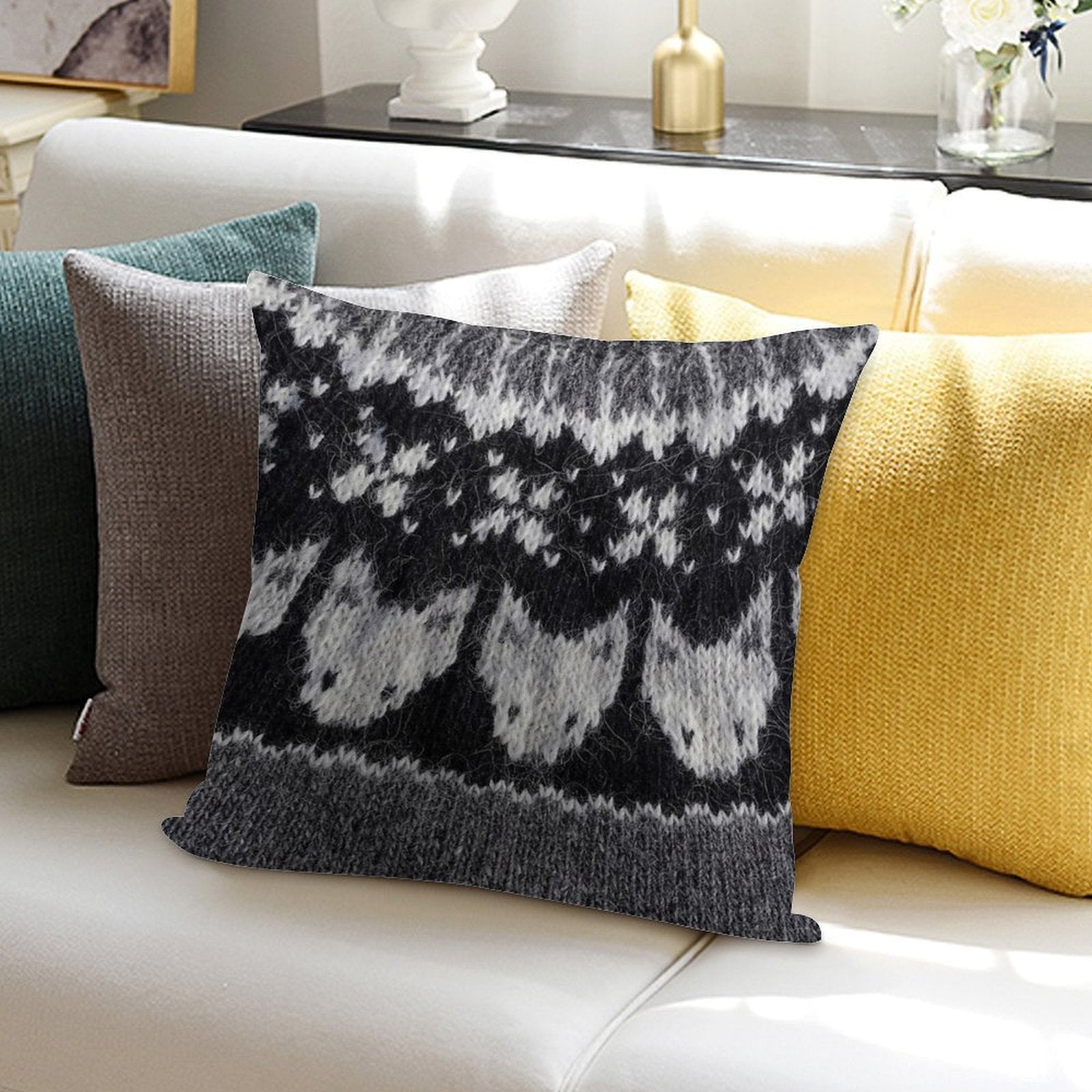 Icelandic Sweater Pattern - Refur Soft Easy Maintenance Throw Pillow
