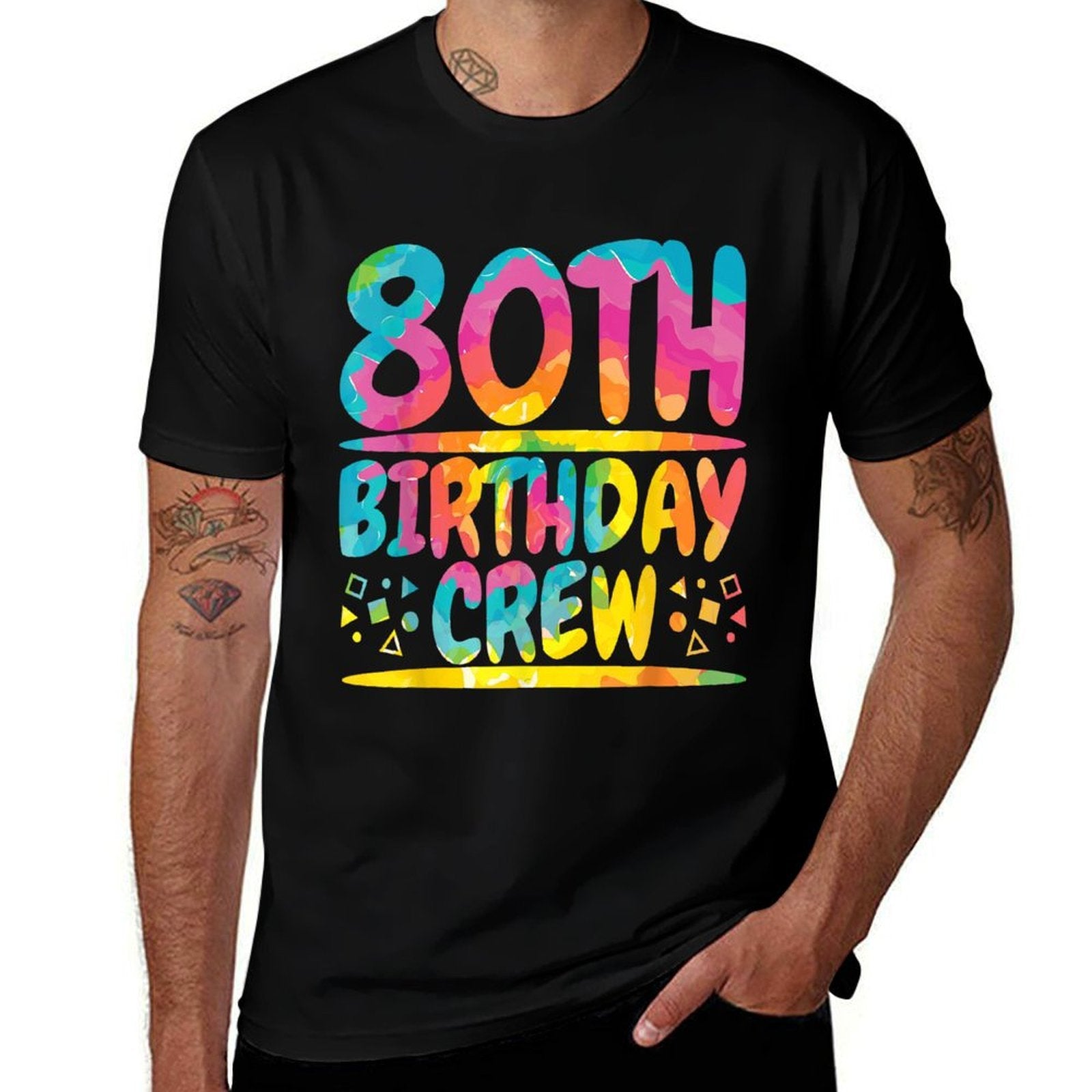 80th Birthday Crew Family, 80th Birthday Party Friends Group  Cotton T-Shirt
