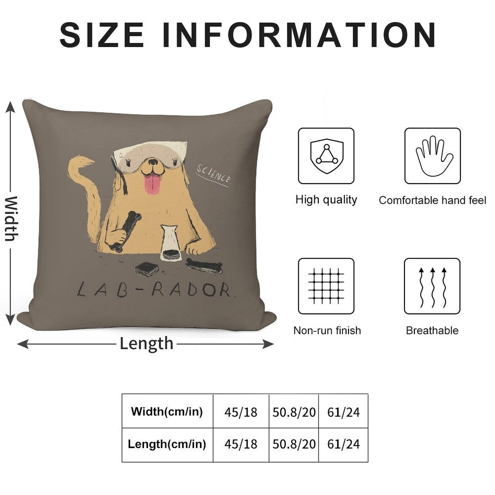 Lab-rador Soft Shrink-Resistant Throw Pillow