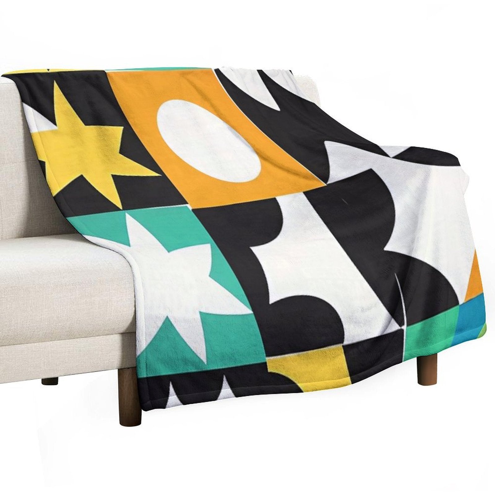 Mid Century Modern Minimalist Color Shapes Modernist Style Paper Shrink-resistant Throw Blanket