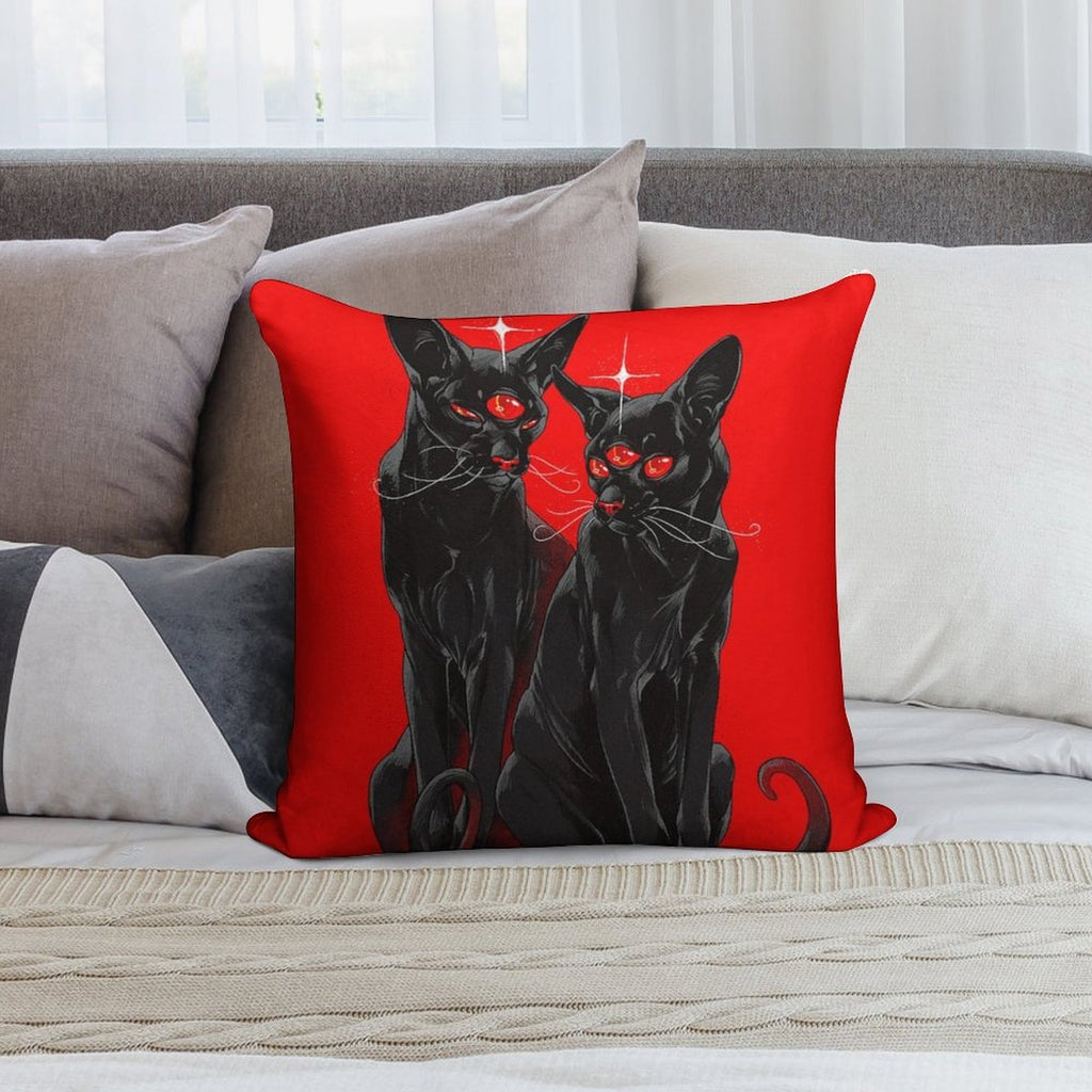 Fortune Sphinx Cats Soft Skin-Friendly Throw Pillow