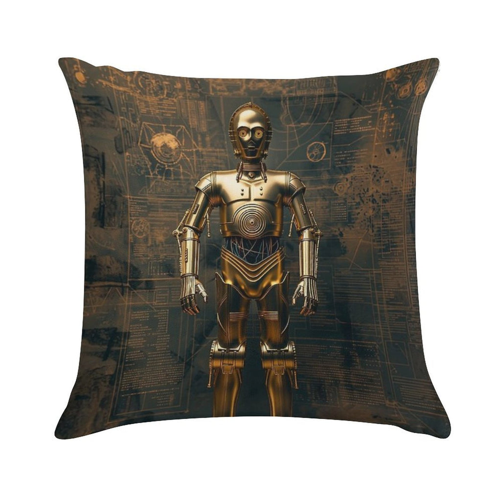 C3P0 Droid Star Wars Fan Art Soft Luxury Feel Throw Pillow