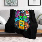 Geometric Dash Plush Throw Blanket