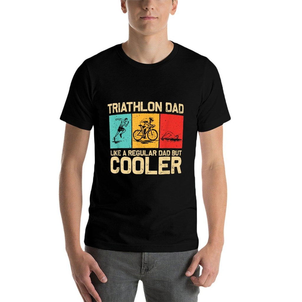 Funny Triathlon Design For Men Dad Swim Bike Run Triathletes  Wrinkle-resistant T-Shirt