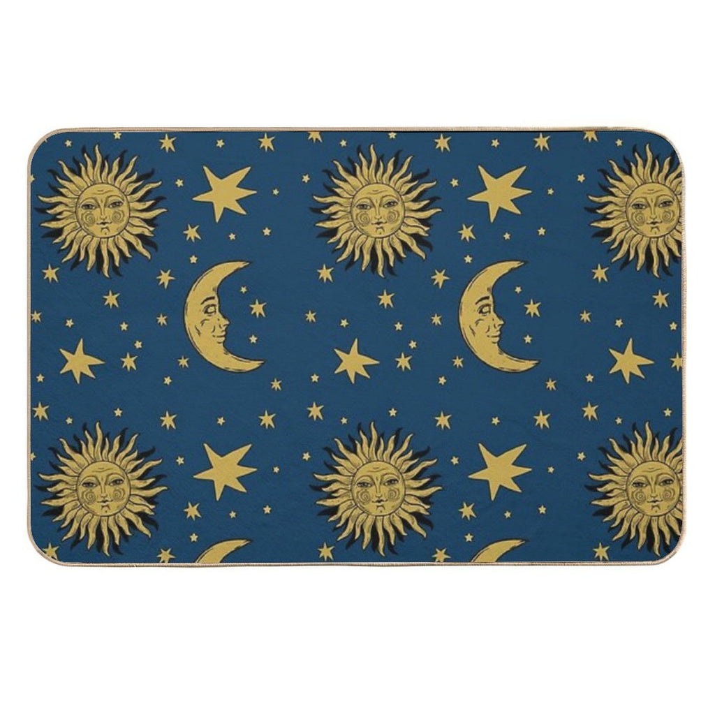 90s Whimsi-goth Celestial Sun And Moon Pattern  Multi-Purpose Bath Mat