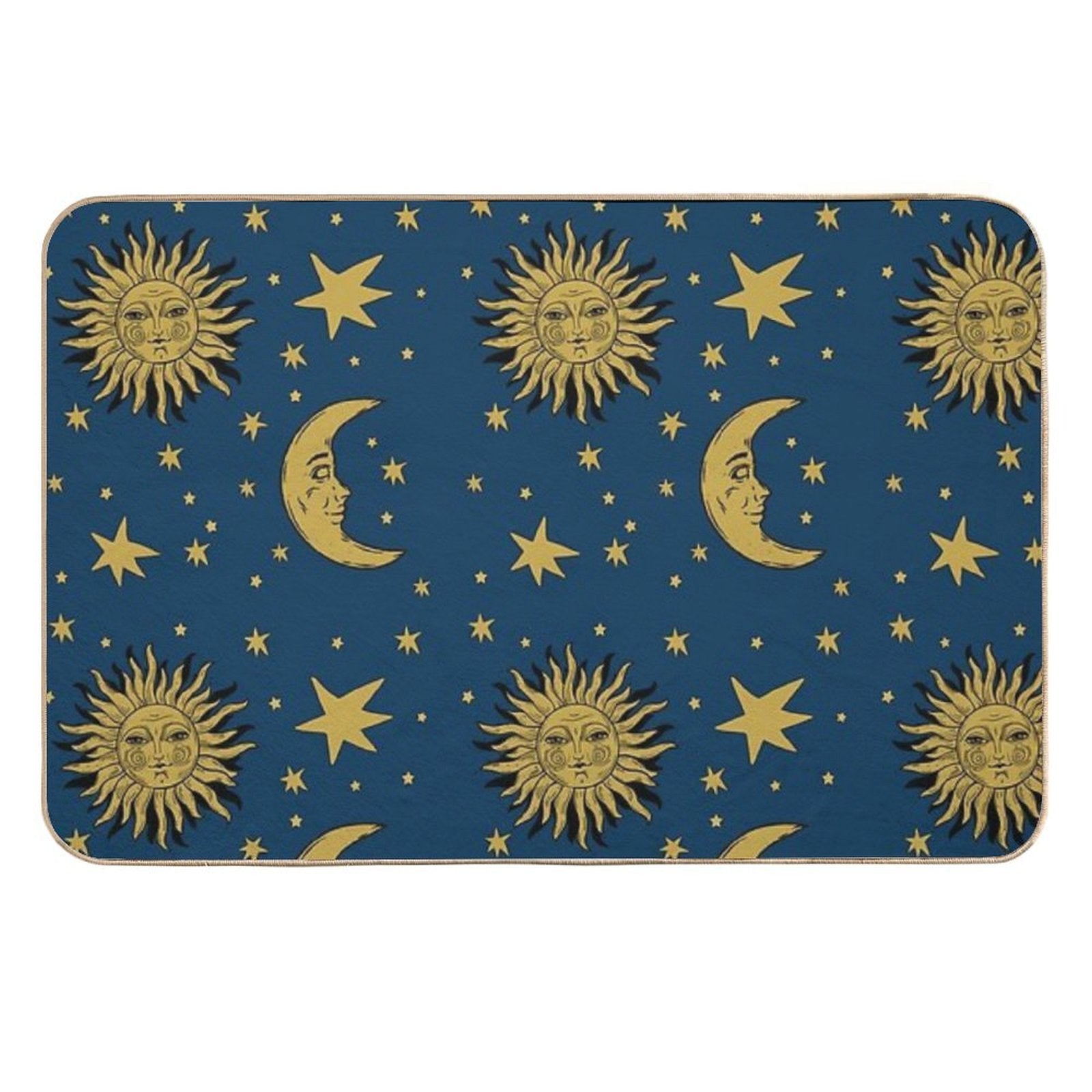 90s Whimsi-goth Celestial Sun And Moon Pattern  Multi-Purpose Bath Mat