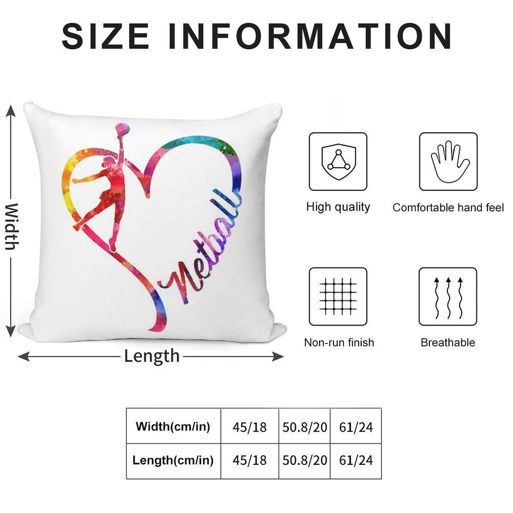 Netball Heart Soft High-Density Material Throw Pillow