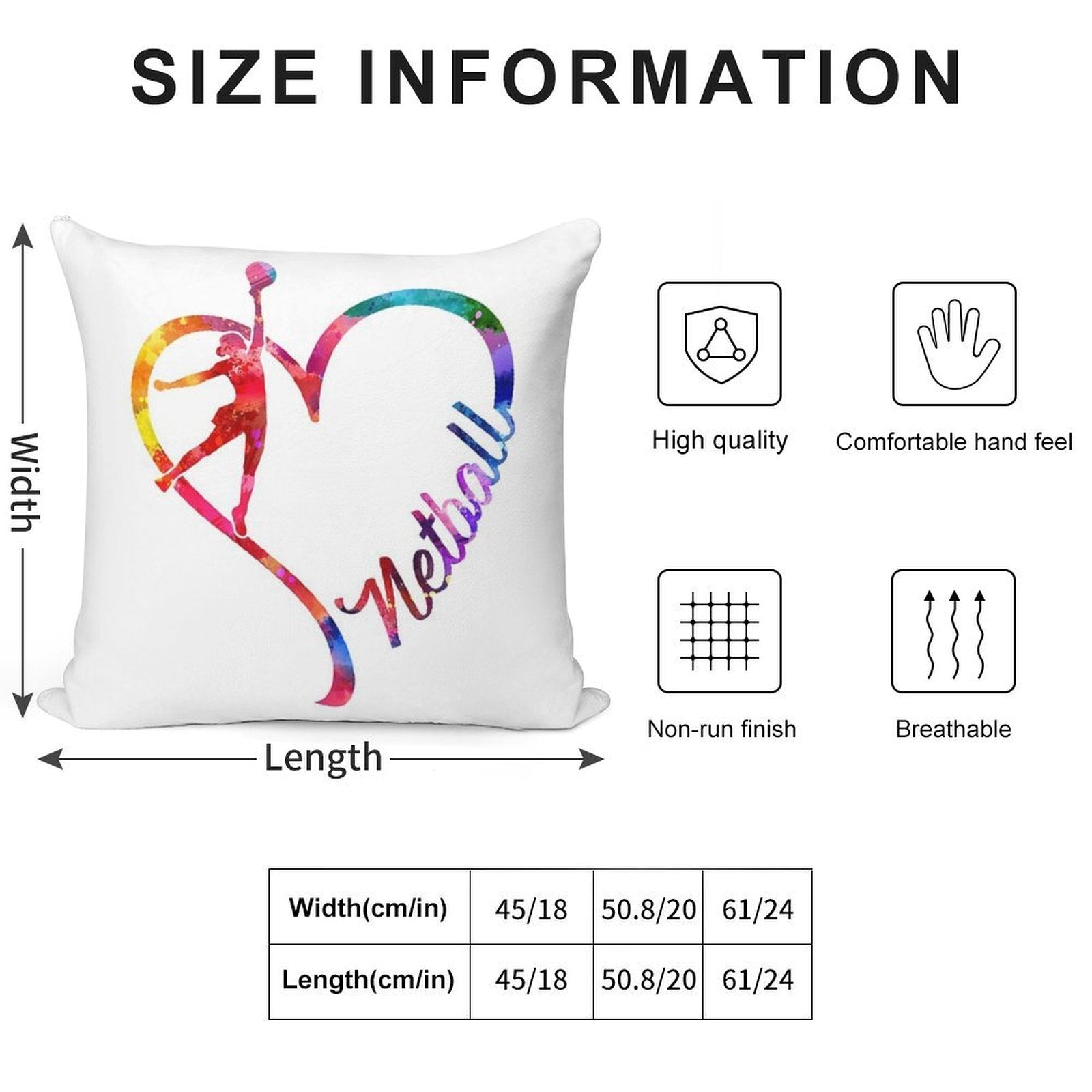 Netball Heart Soft High-Density Material Throw Pillow
