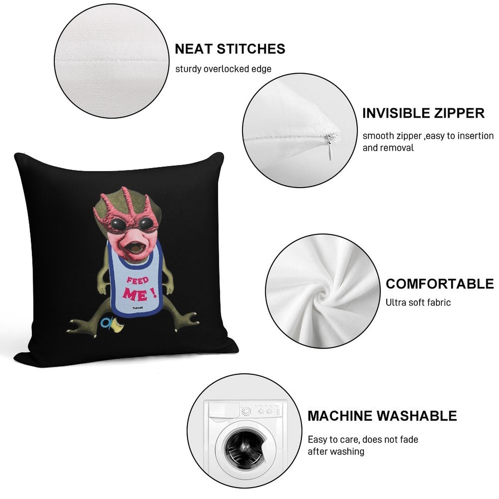 Alien Baby Is Hungry! Syfy Resident Gift Fan Soft Decorative Cover Throw Pillow